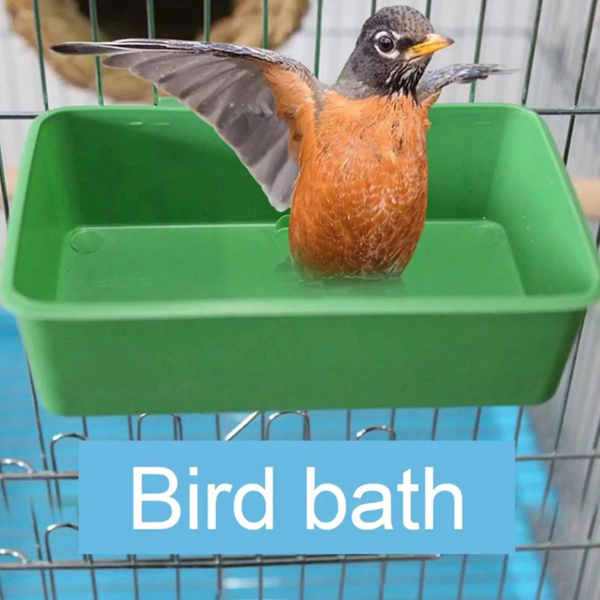 Bird Water Bath Tub Pet Bird Bowl Parrots Parakeet Birdbath Cage Hanging Plastic Bird Pigeons Cage Water Food Feeder Bird Pet
