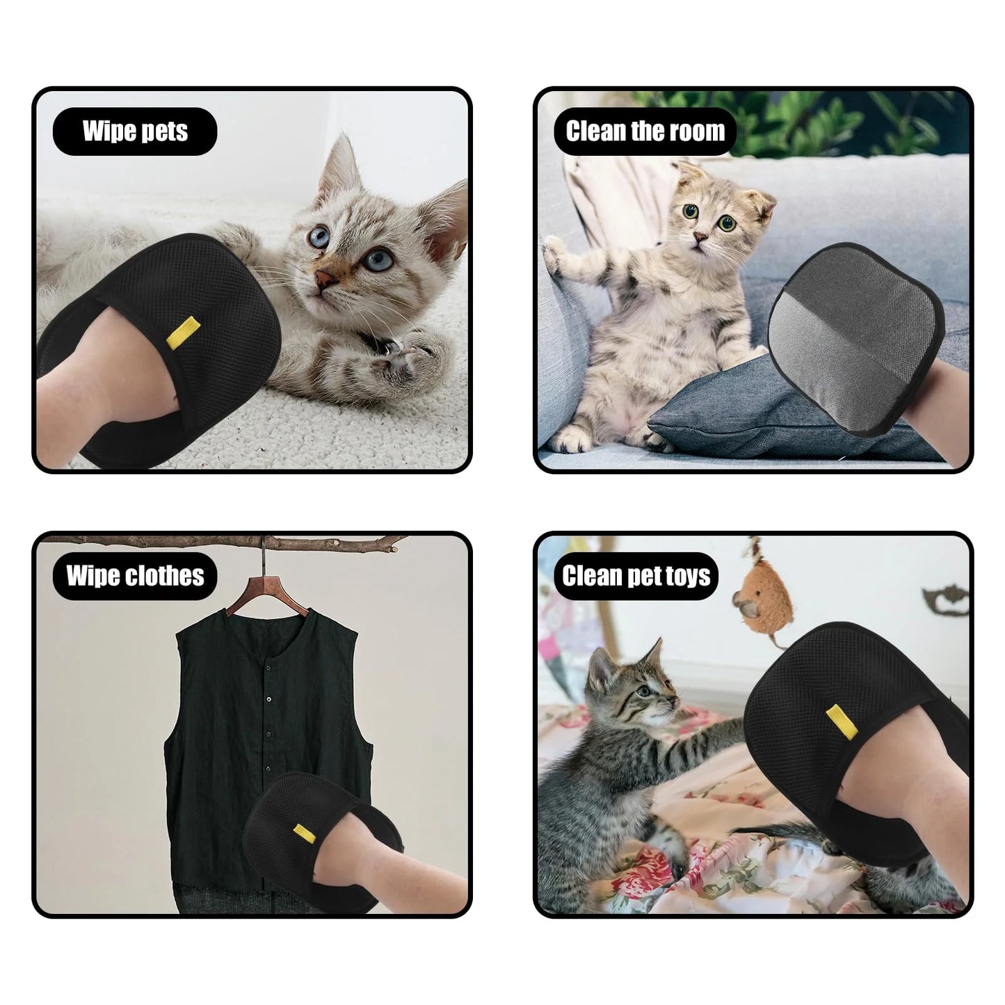 Pet Hair Removal Gloves | Reusable Static & Double-Sided Grooming Gloves