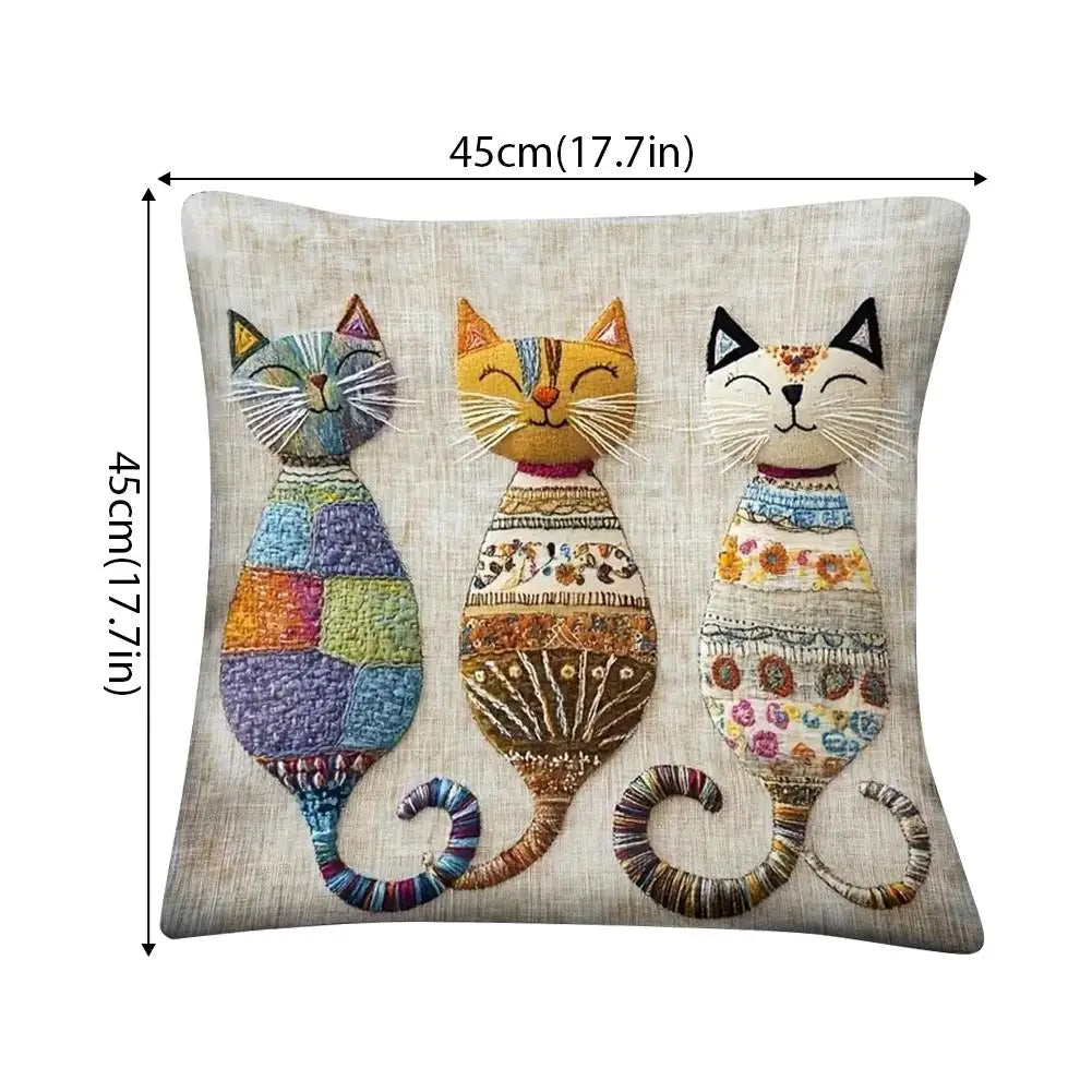 Pillow Cover Cute Cat-Patterned 2D Flat-Printed Pillowcase for Comfort And Style Sofa Cushion Cover Home Decoration