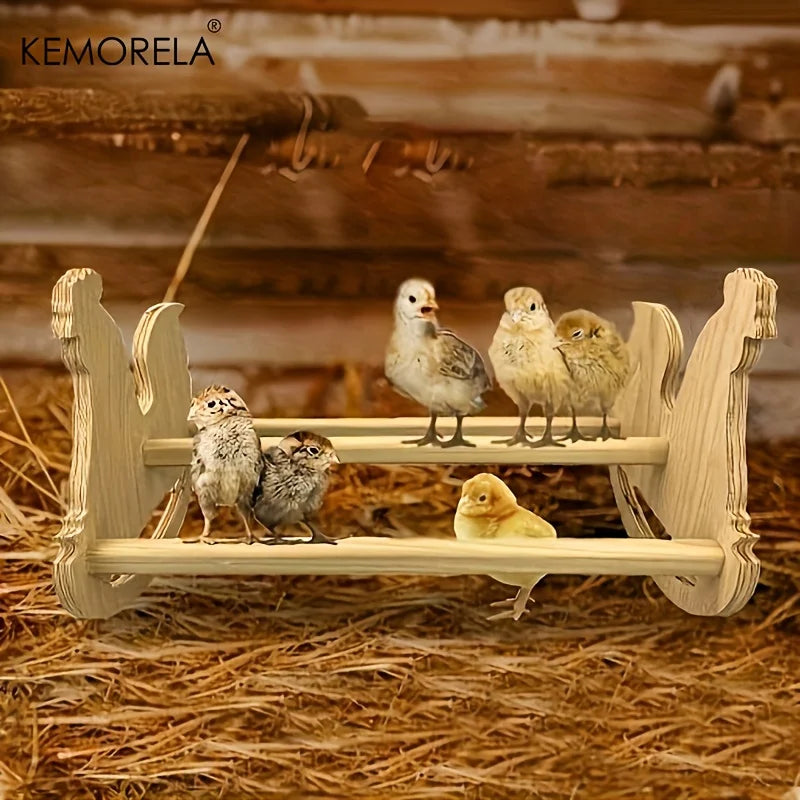 1PC Rustic Wooden Chicken Perch with Swing Multi-Level Jungle Gym Play Structure for Chicks & Parrots Durable Coop & Brooder Toy
