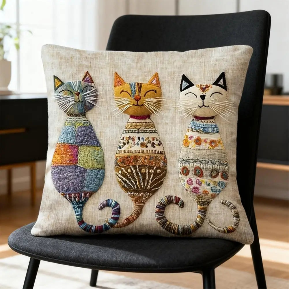 Pillow Cover Cute Cat-Patterned 2D Flat-Printed Pillowcase for Comfort And Style Sofa Cushion Cover Home Decoration