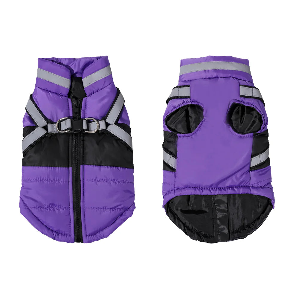 Waterproof Hunting Dog Vest Winter Warm Coat With Reflective Strap Built‑in D‑Ring Harness Outdoor Jacket for Small Medium Dogs