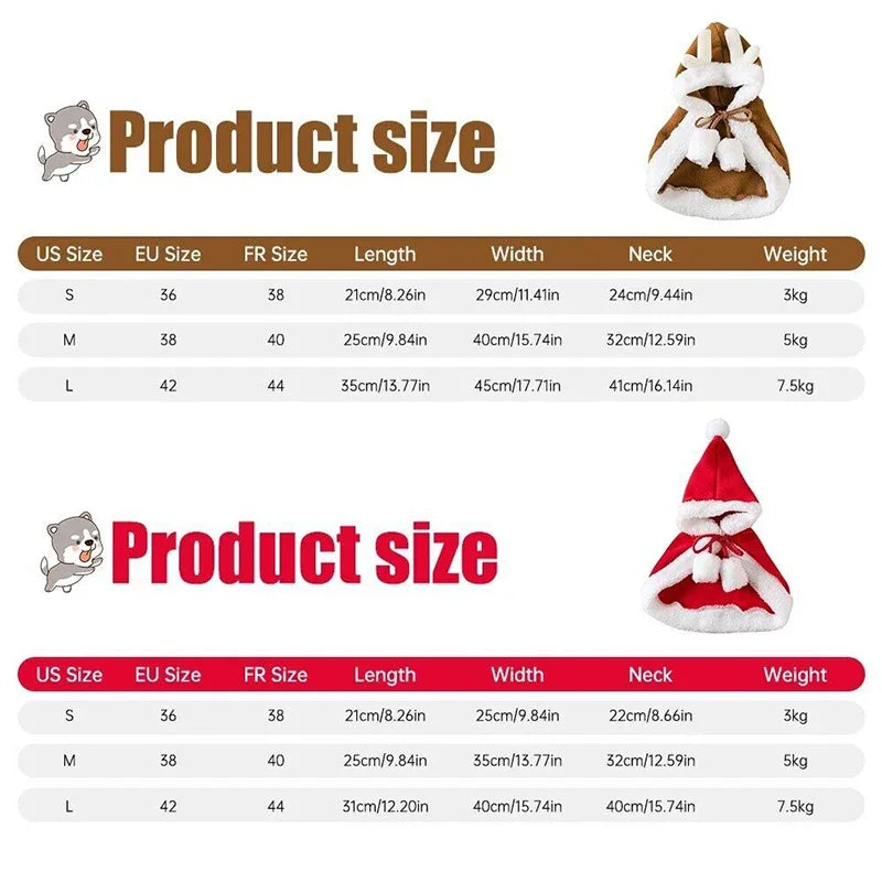New Funny Cat Christmas Costume Santa Cosplay Pet Christmas Cape Dress Up Clothes Warm Red Scarf Cloak with Hat Pet Accessories