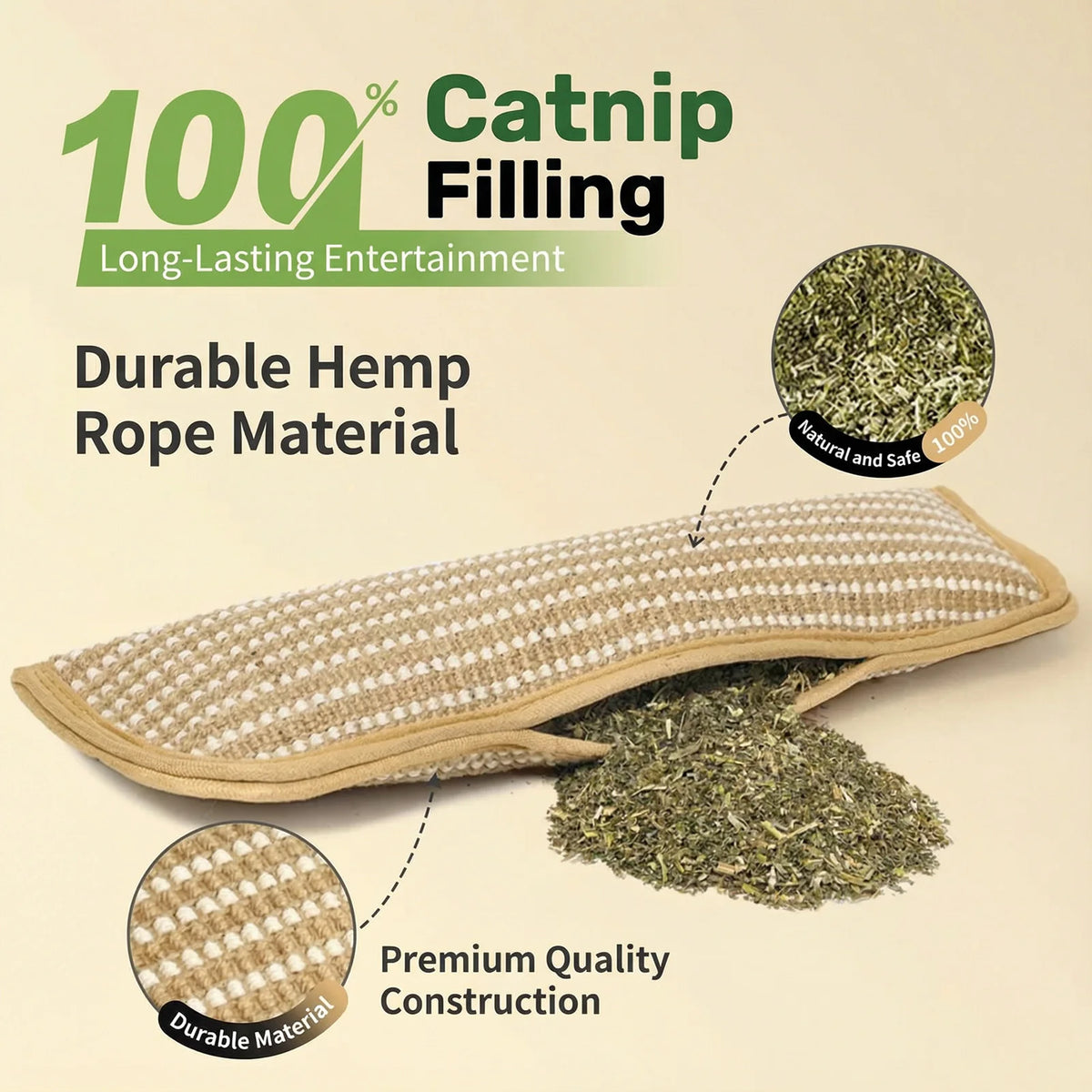 Cats Pillow Chew Toys Cats Durable Hemp Scratching Pad Teeth Cleaning Interactive Cats Toys For Boredom Relief Pillow Toys