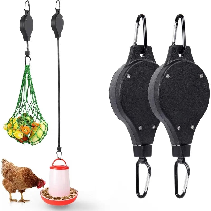 2pcs Telescopic Hanging Chicken Feeders Adjustable Hanging Hooks Feeders For Chickens Ducks Livestock Feed Gardening Accessories