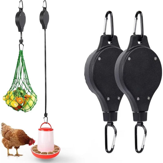 2pcs Telescopic Hanging Chicken Feeders Adjustable Hanging Hooks Feeders For Chickens Ducks Livestock Feed Gardening Accessories