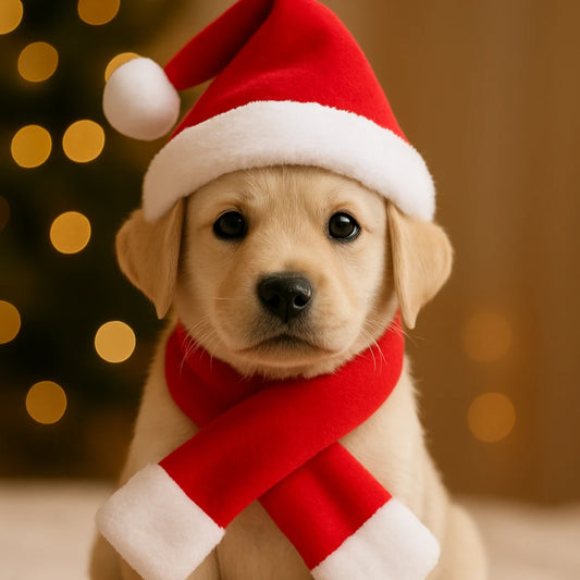 Christmas Pet Outfit for Dogs and Cats Soft Santa Hat and Scarf Costume Ideal for Christmas Photos and Party Events