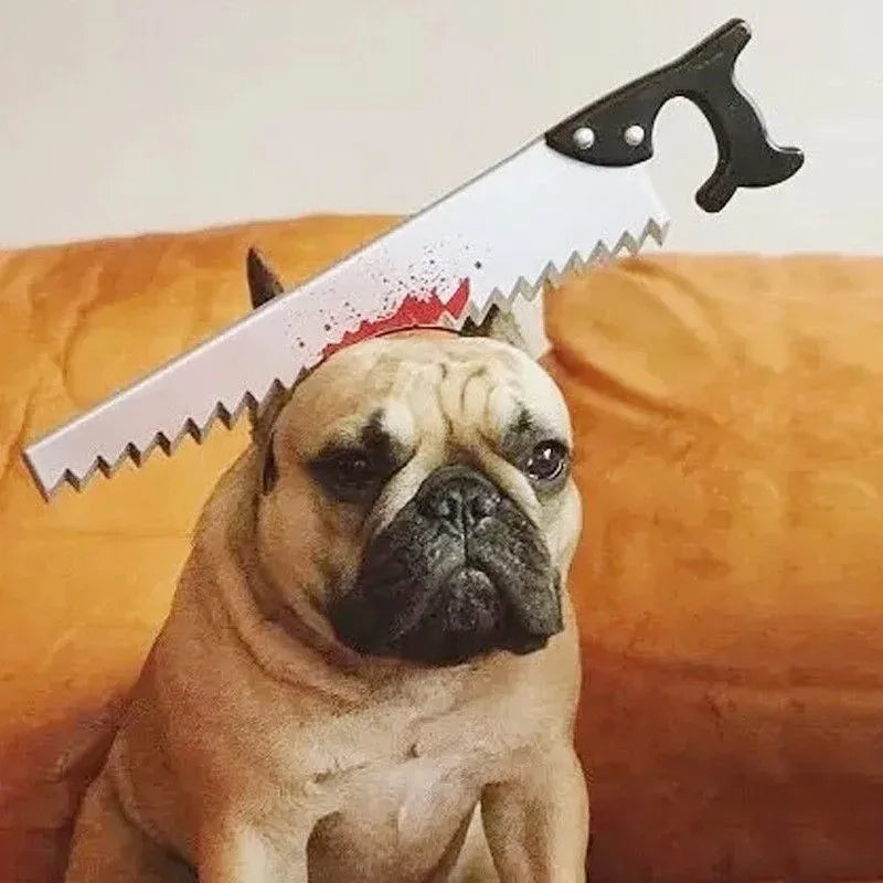New Dog/Cat/Pet Halloween Funny Scary Toys Halloween Perform Props Plastic Ax Saw Nail Knife Headwear Party Favors