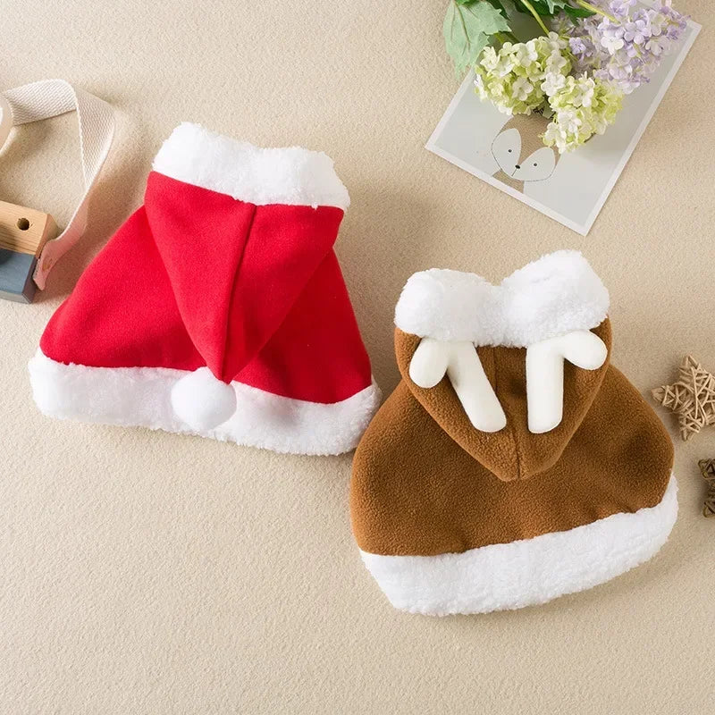 New Funny Cat Christmas Costume Santa Cosplay Pet Christmas Cape Dress Up Clothes Warm Red Scarf Cloak with Hat Pet Accessories