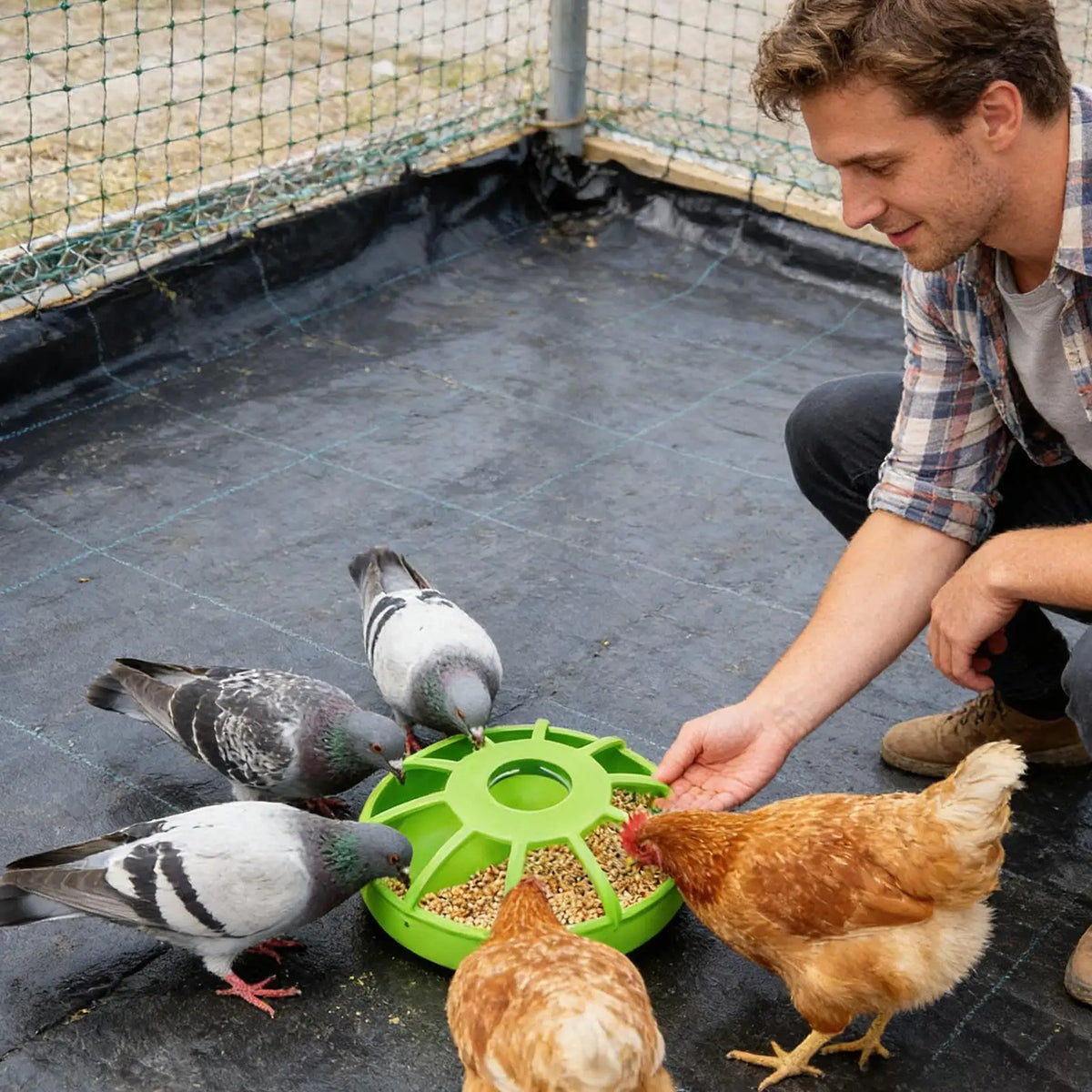Chicken Feeder Spill Proof Non Slip UV Resistant Chicken Coop Feeder Food Storage for Parakeet Pigeon Quail Duck Home Cage
