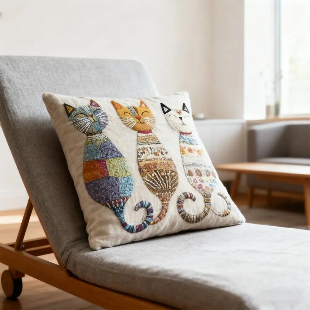 Pillow Cover Cute Cat-Patterned 2D Flat-Printed Pillowcase for Comfort And Style Sofa Cushion Cover Home Decoration