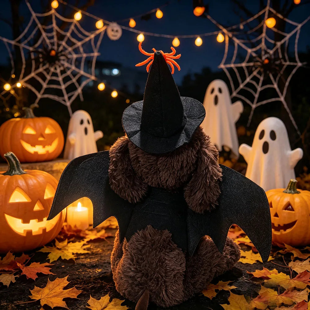 3 PCS Halloween Pet Costume Accessories,Witch Hat,Bat Wing Harness,Skull Bow Tie,Halloween Decors Dress Up for Cat Small Dog