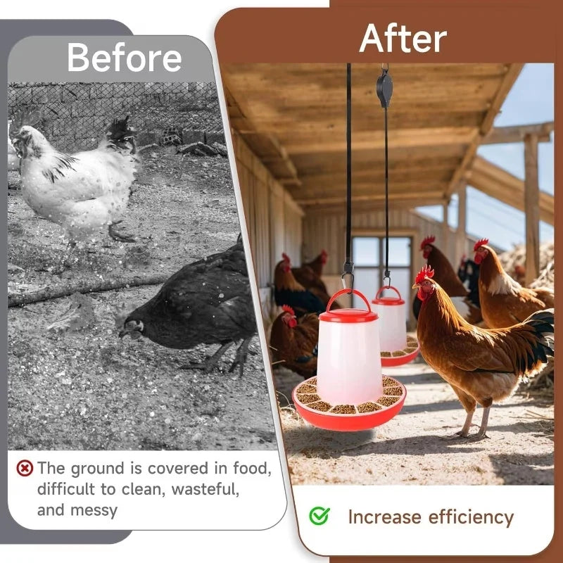 2pcs Telescopic Hanging Chicken Feeders Adjustable Hanging Hooks Feeders For Chickens Ducks Livestock Feed Gardening Accessories