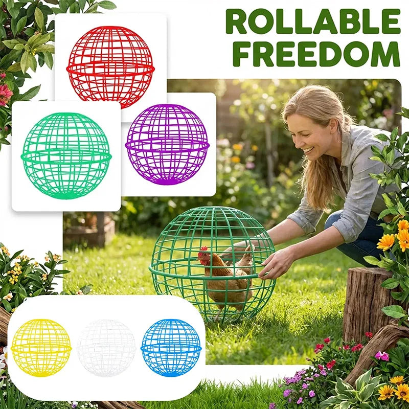 Chicken Balls Cage Outdoor Walkable Rolling Cage Portable Ventilated Chicken Ball Cage Chicken Tunnels for Outside Backyard Farm
