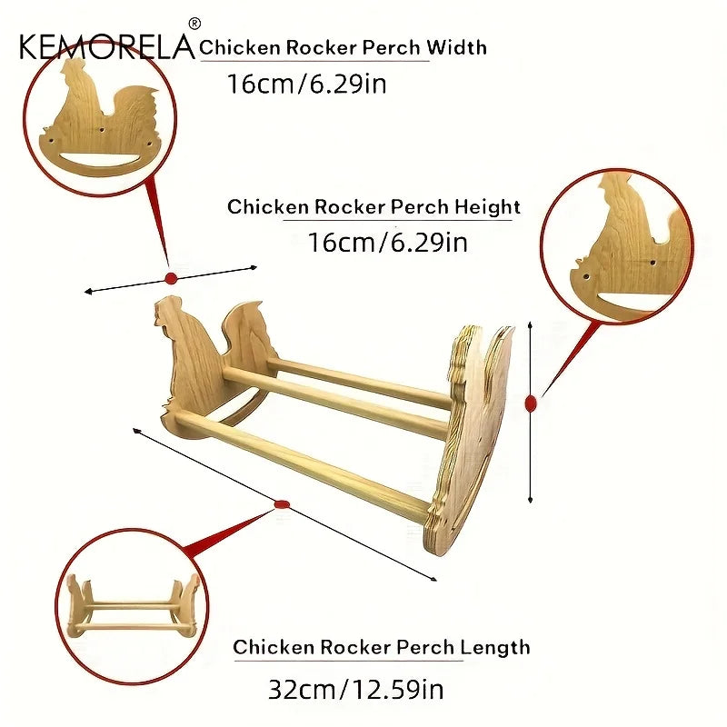 1PC Rustic Wooden Chicken Perch with Swing Multi-Level Jungle Gym Play Structure for Chicks & Parrots Durable Coop & Brooder Toy