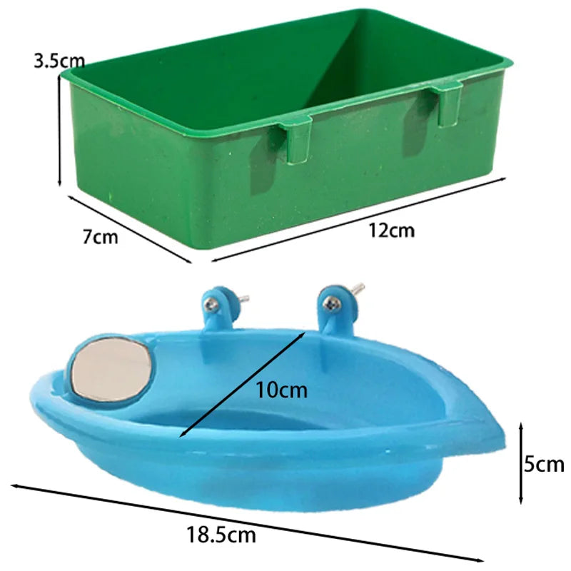 Bird Bath Box Mirror Bird Bath Hanging Plastic Bathtub Bird Food Tray Bird Cage Accessories Parrot Shower Supplies Parrot Feeder