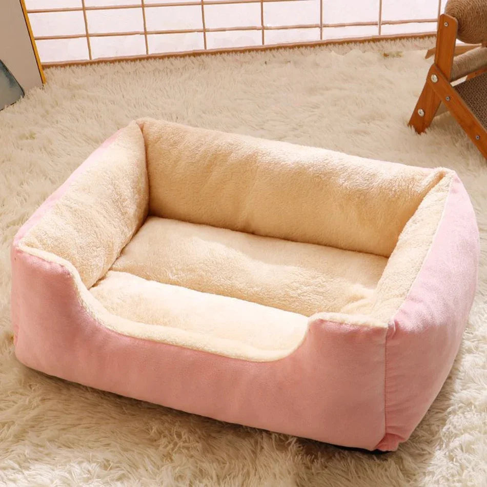 Cozy Plush Pet Bed | Soft Cushion Basket for Cats & Dogs