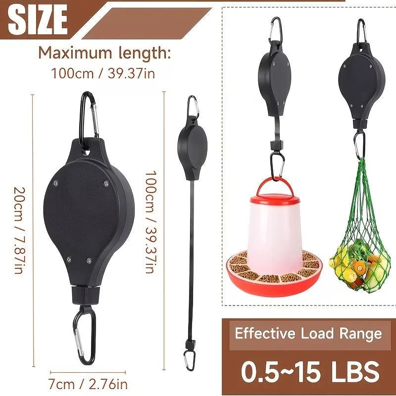 2pcs Telescopic Hanging Chicken Feeders Adjustable Hanging Hooks Feeders For Chickens Ducks Livestock Feed Gardening Accessories