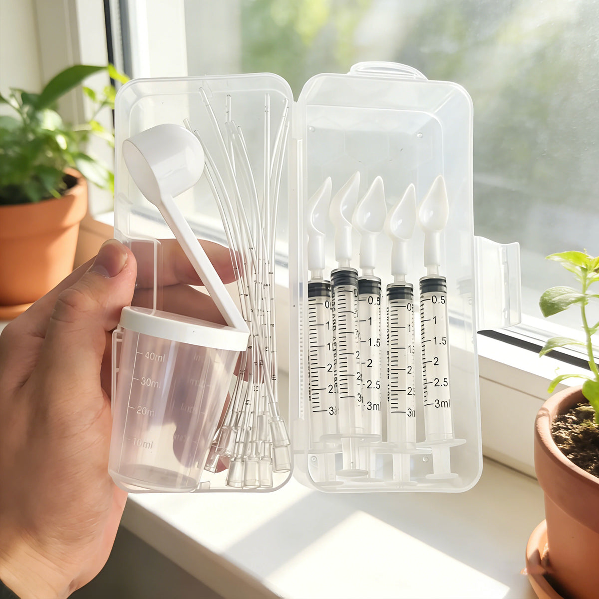 Bird Medication Feeding Set for Parrots, Includes 10 Tubes, 5 Syringes, Spoons, Measuring Cup & Box