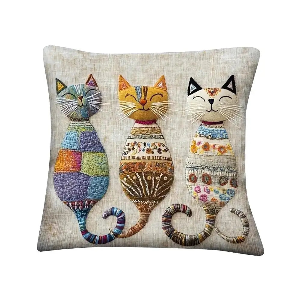 Pillow Cover Cute Cat-Patterned 2D Flat-Printed Pillowcase for Comfort And Style Sofa Cushion Cover Home Decoration