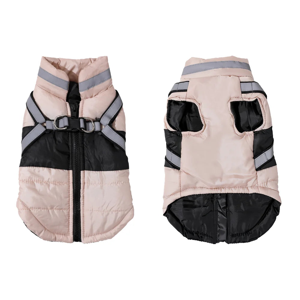 Waterproof Hunting Dog Vest Winter Warm Coat With Reflective Strap Built‑in D‑Ring Harness Outdoor Jacket for Small Medium Dogs