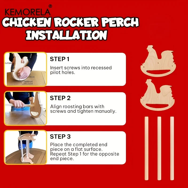 1PC Rustic Wooden Chicken Perch with Swing Multi-Level Jungle Gym Play Structure for Chicks & Parrots Durable Coop & Brooder Toy