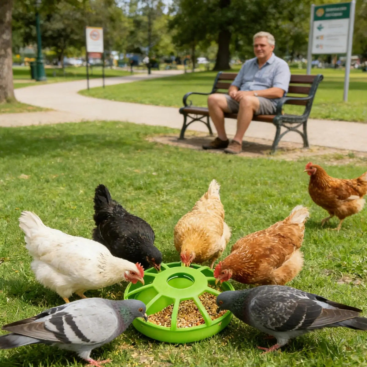 Chicken Feeder Spill Proof Non Slip UV Resistant Chicken Coop Feeder Food Storage for Parakeet Pigeon Quail Duck Home Cage
