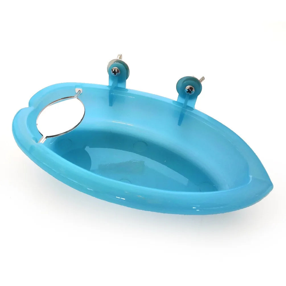 Bird Bath Box Mirror Bird Bath Hanging Plastic Bathtub Bird Food Tray Bird Cage Accessories Parrot Shower Supplies Parrot Feeder