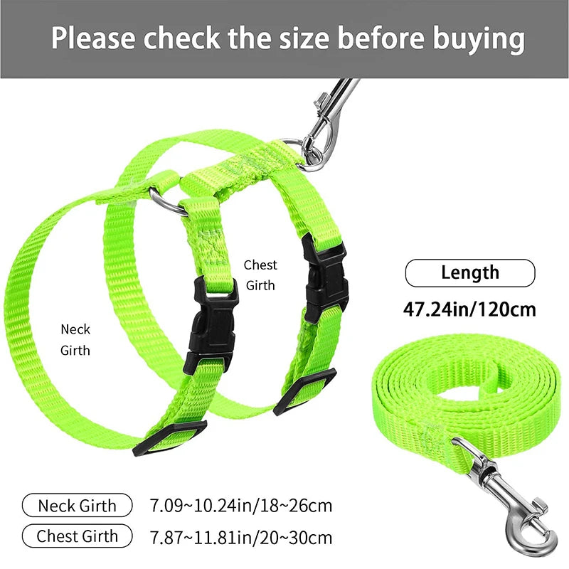 Adjustable Nylon Cat Harness & Leash Set