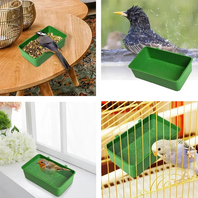 Bird Bath Box Mirror Bird Bath Hanging Plastic Bathtub Bird Food Tray Bird Cage Accessories Parrot Shower Supplies Parrot Feeder