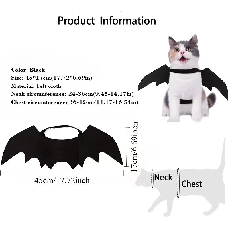 2pcs Halloween Bat Costume Set Cute Pet Festive Accessories Bat Wings With Collar Leash For Cats And Dogs