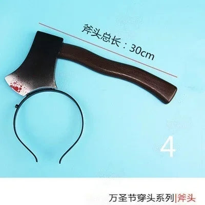 New Dog/Cat/Pet Halloween Funny Scary Toys Halloween Perform Props Plastic Ax Saw Nail Knife Headwear Party Favors