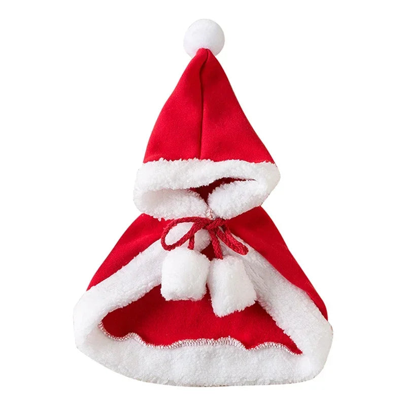 New Funny Cat Christmas Costume Santa Cosplay Pet Christmas Cape Dress Up Clothes Warm Red Scarf Cloak with Hat Pet Accessories