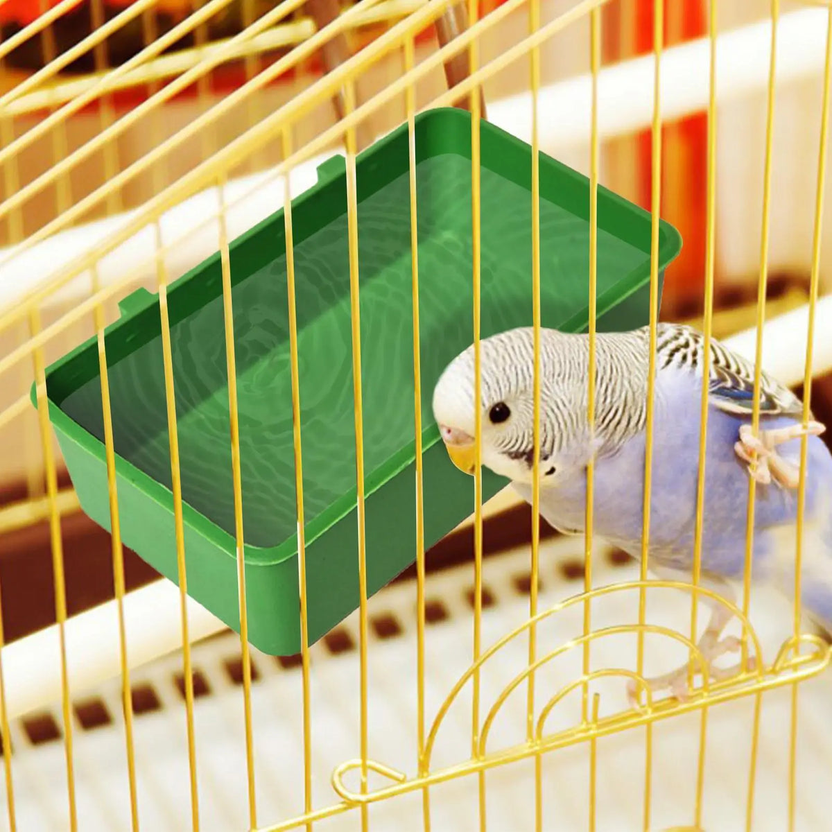 Bird Water Bath Tub Pet Bird Bowl Parrots Parakeet Birdbath Cage Hanging Plastic Bird Pigeons Cage Water Food Feeder Bird Pet