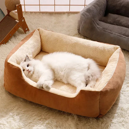Cozy Plush Pet Bed | Soft Cushion Basket for Cats & Dogs