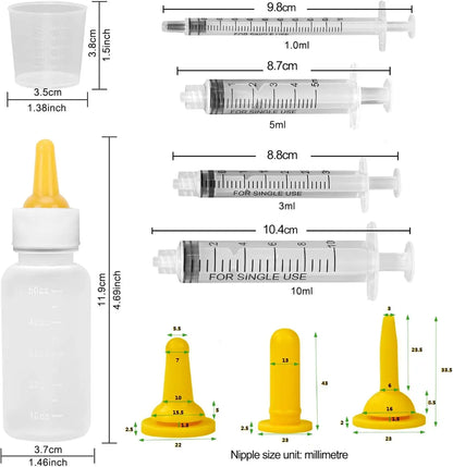 Pet Nursing Bottle & Nipple Feeding Set for Cats & Rabbits