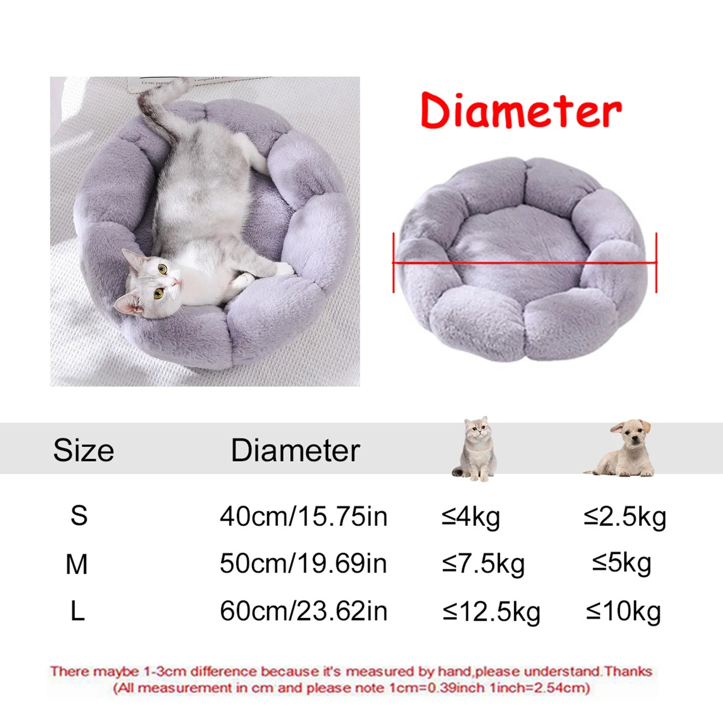 Super Soft Round Pet Bed | 6 Sizes for Large, Medium & Small Dogs and Cats