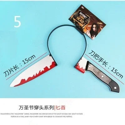 New Dog/Cat/Pet Halloween Funny Scary Toys Halloween Perform Props Plastic Ax Saw Nail Knife Headwear Party Favors