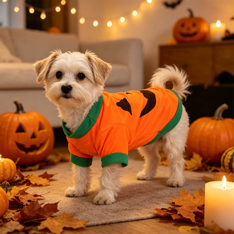 1pc Pet Dog Halloween Pumpkin Costume Cute Animal Themed Clothing for Dogs