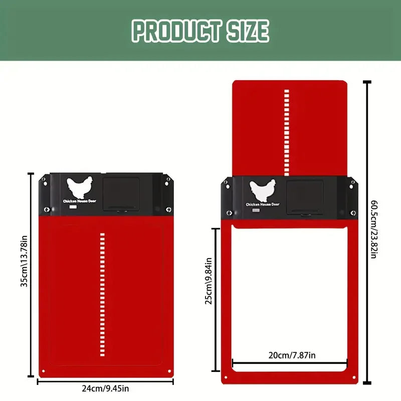 Automatic Chicken Coop Door Chicken House Door Light Sensor Farm Chicken Opener Pets Duck Cage Door Supplies Battery Powered
