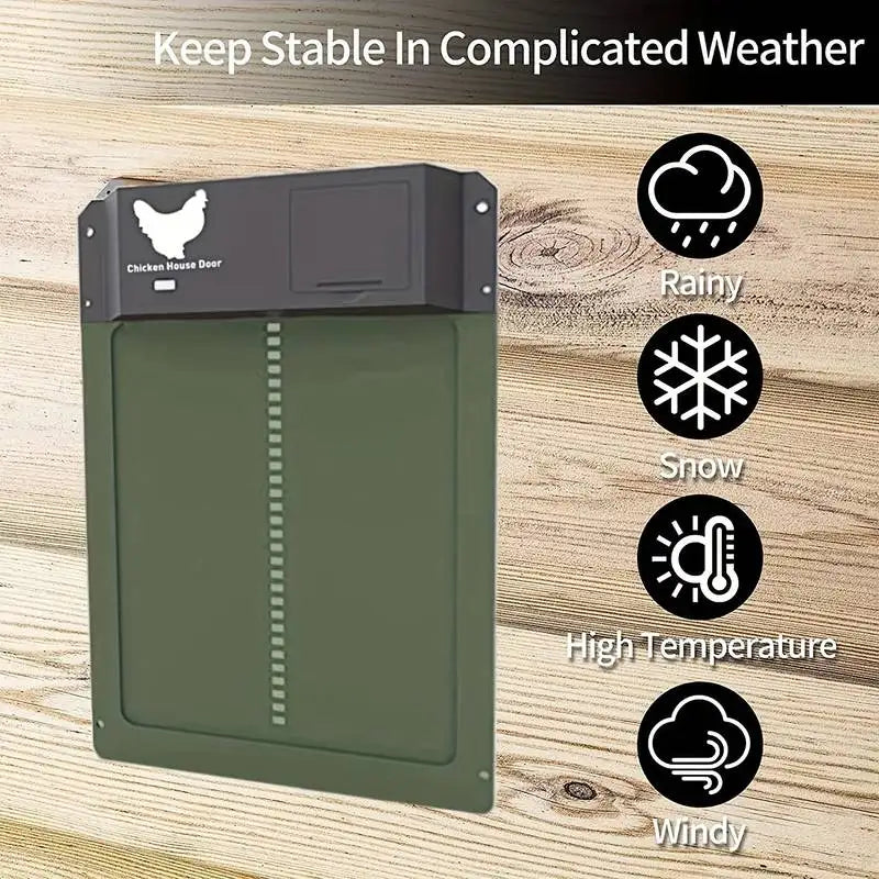 Automatic Chicken Coop Door Chicken House Door Light Sensor Farm Chicken Opener Pets Duck Cage Door Supplies Battery Powered